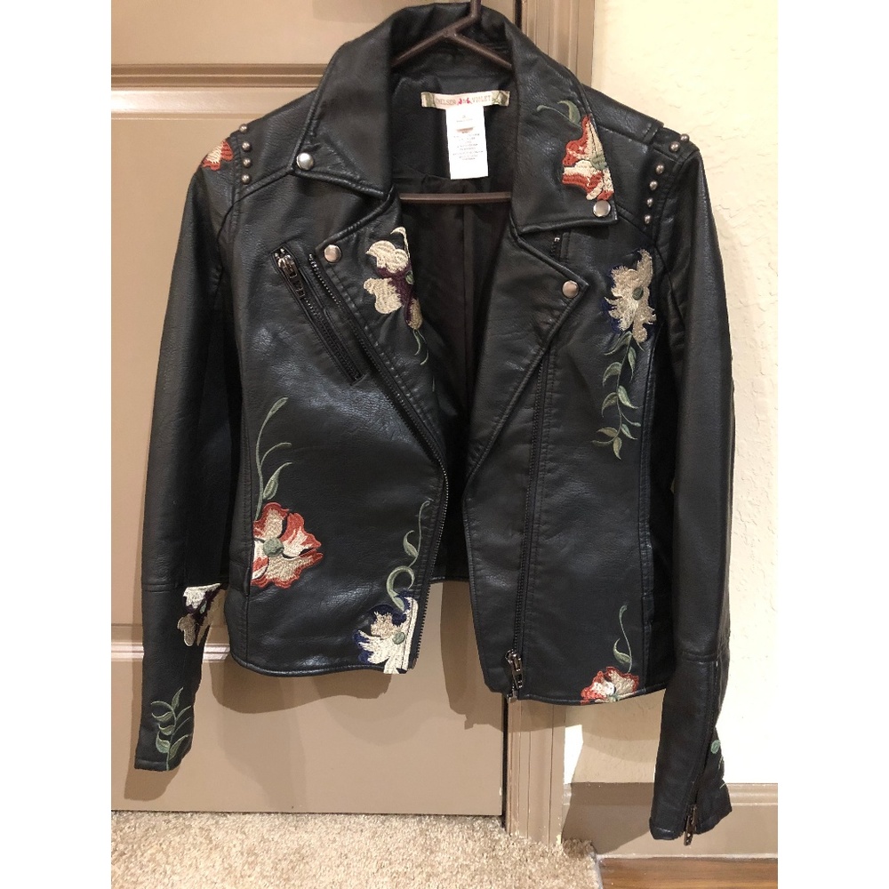 Chelsea & Violet Faux Leather Embroidered Jacket